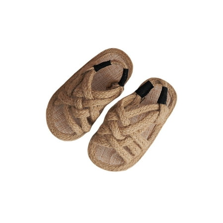 

Daeful Kids Walking Sandal Slip On Retro Sandals Strappy Flats Summer Non-slip Cute Open Toe Casual Shoes Retro Yellow 13C