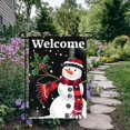 thumbnail image 3 of Christmas Welcome Garden Flag 12x18 Inch Double Sided Snowman Design with Holly Berries Red Scarf Top Hat Small Yard Flag Winter Outdoor Lawn Porch Seasonal Decor, 3 of 6