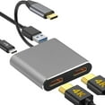 thumbnail image 1 of USB C Hub Docking Station TYPE-C to 4K USB3.0 PD Fast Charging Dual Screen Extend Display Converter, 1 of 6