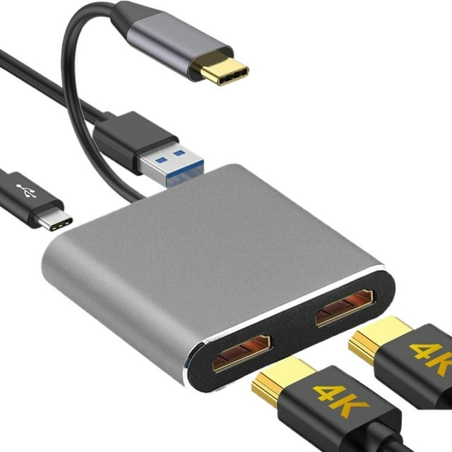 USB C Hub Docking Station TYPE-C to 4K USB3.0 PD Fast Charging Dual Screen Extend Display Converter