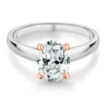 thumbnail image 2 of Gem Stone King 10K White and Rose Gold Solitaire Ring Set with White Zirconia (Size 7), 2 of 4