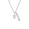 thumbnail image 2 of Delight Jewelry Silvertone Large Initial - V - Silvertone Courage Strength Wisdom Honesty Bar Charm Necklace, 23", 2 of 4