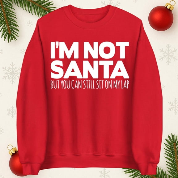 I Am Not Santa But You Can Sit On My Lap Rude Christmas Sweatshirt, Xmas Funny Santa Claus Sweatshirt, Adults Festive Tee, Christmas Shirt