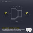 thumbnail image 3 of 6 in. x 4 in. White PVC DWV Increaser-Reducer Coupling, Hub x Hub Drain, Waste & Vent Systems (4-Pack), 3 of 8