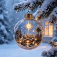 thumbnail image 4 of Glowing Christmas Story Ornament, Light‑Up Mini Holiday Scene, 3.1in Bethlehem Star Night Town Hanging Ball, Christmas Tree Decoration, Festive Keepsake Ornament for Mantel, Window & Home Decor, 4 of 7