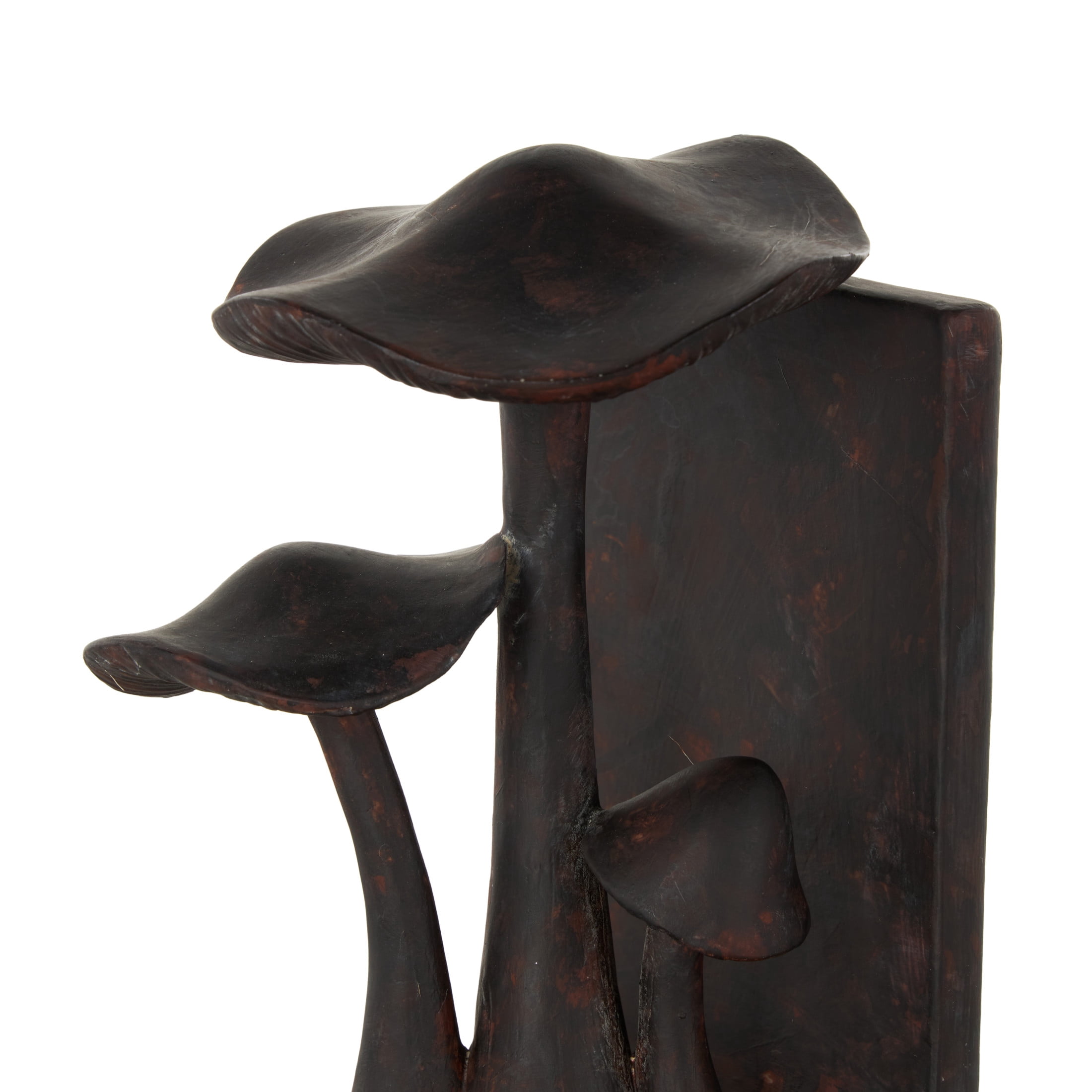 DecMode 5" Mushroom Dark Brown Polyresin Bookends with Copper Shadings (Set of 2)