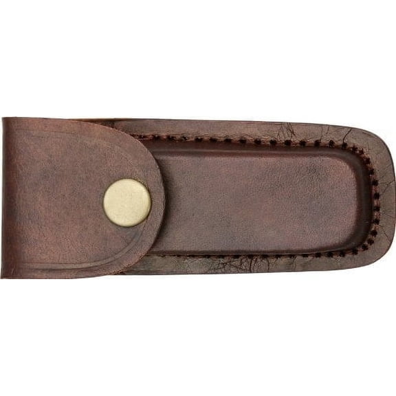 SZCO 4-Inch Brown Leather Sheath – Top Grain Leather Pouch with Belt Loop & Secure Snap Closure – Universal Fit for Folding Tools