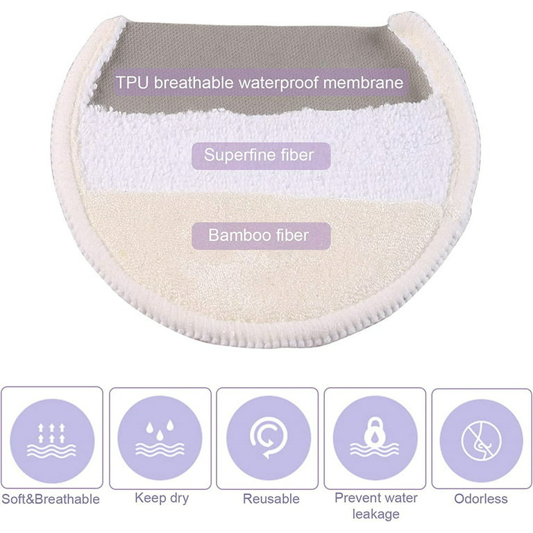 Organic Bamboo Nursing Breast Pads - 14 Washable Pads + Wash Bag