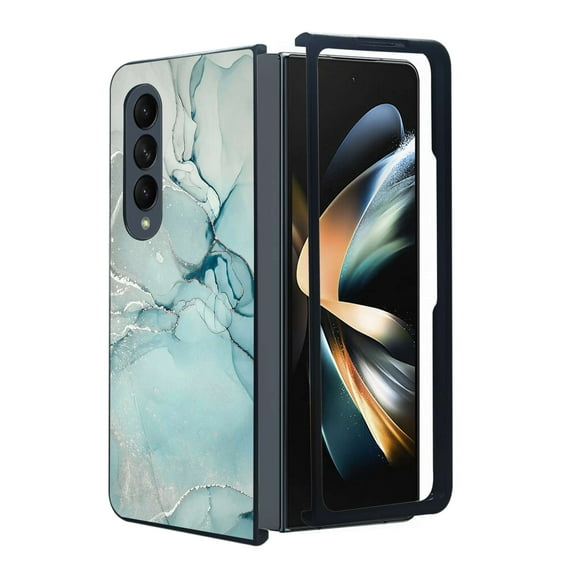 ANJ Protective Snap-On Design Printed Case Compatible with Samsung Galaxy Z Fold 4 - Green Marble