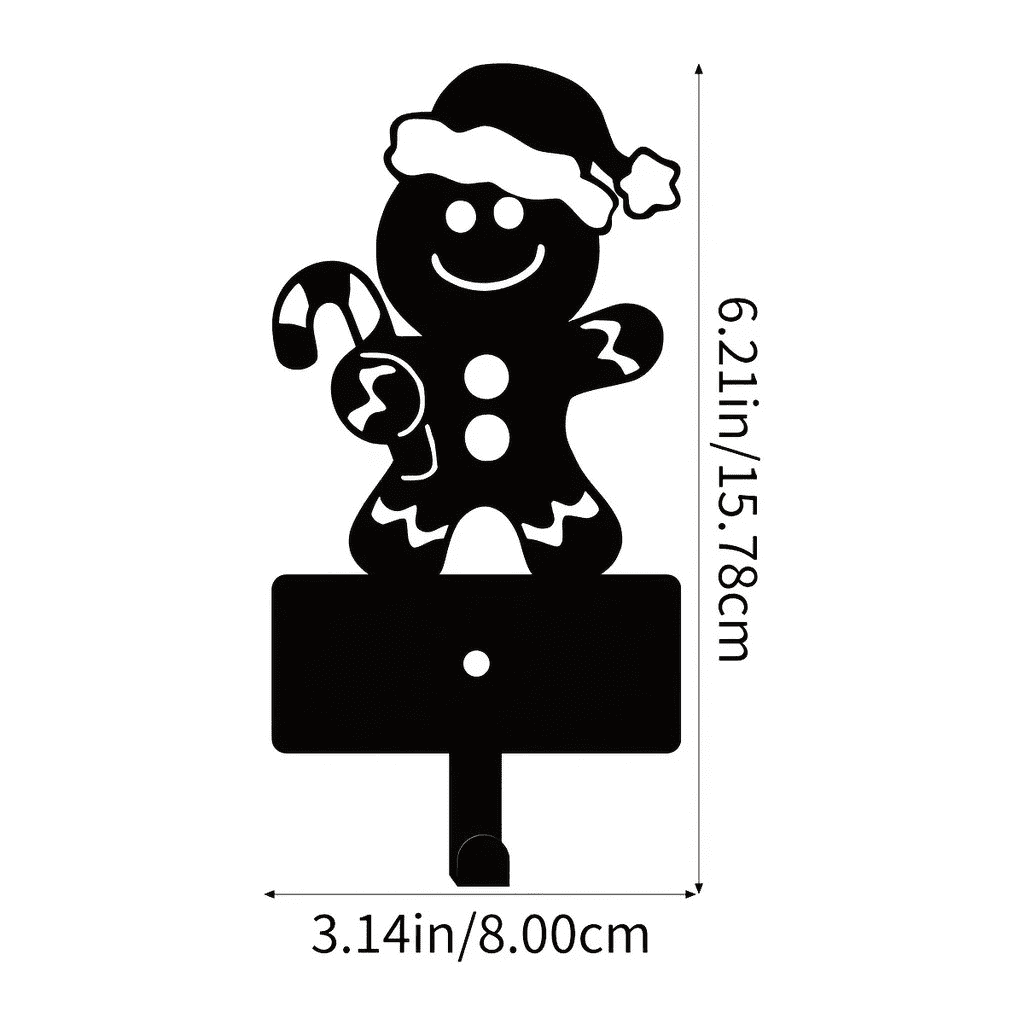 2 pcs Gingerbread Man Metal Key Hooks Christmas Themed Wall Decor