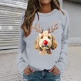 thumbnail image 2 of Wang6 Womens Plus Size Graphic Sweatshirts Trendy Xmas Cute Dog Printed Crew Neck No Hood Pullovers Causal Long Sleeve Loose Fit Tops Shirts Grey L, 2 of 4