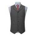 thumbnail image 2 of VBTAPA Men's Formal Vest Business Casual Slim Fit Notch Lapel Suit Vests Vintage Sleeveless Single Breasted Waistcoat with Pockets Gray XXL, 2 of 5