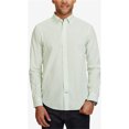 thumbnail image 1 of Nautica Camisa con botones a rayas de ajuste clásico para hombre, verde, grande, 1 of 1