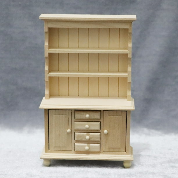 1:12 Casa de muñecas modelo casa de muñecas mini muebles modelo adornos doble puerta tres capas gabinete vertical vitrina