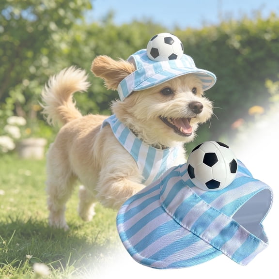 Soccer Design Dog Hat, Football Dog Cat Hat with Ear Holes and Adjustable Strap, Novelty Pet Headwear Clothing Accessories for Cats Dogs and Small Pets