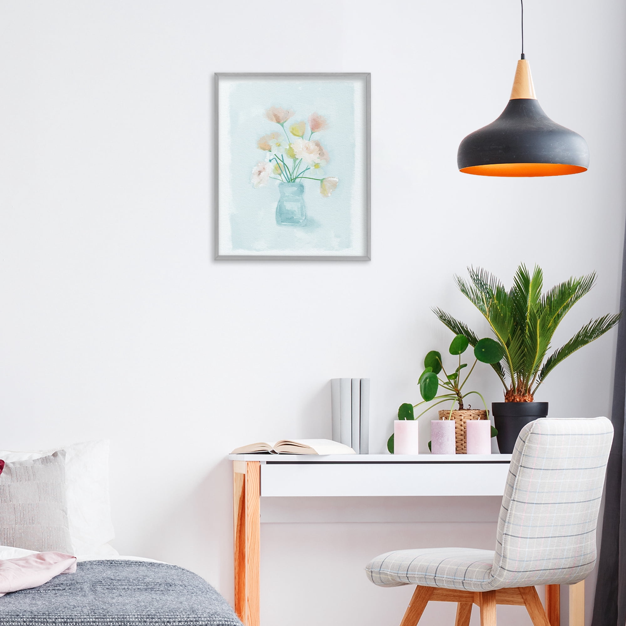 Stupell Industries Pretty Florals in Vase Gray Framed Giclee Art, design by Leah Straatsma