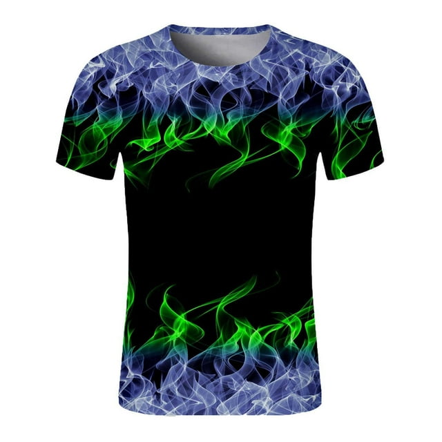 LSLJS Tshirts Shirts for Men 3D Flame Pattern Printed Short Sleeve T-Shirts Casual Graphics Crew Neck Tees