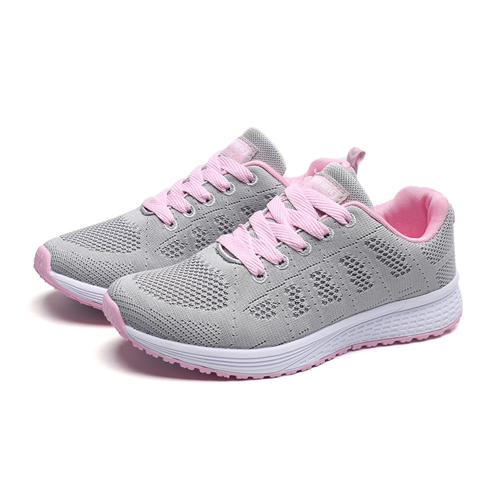 fukaraa Women's Lace Up Low Top Hiking Shoes Lightweight Solid Mesh Breathable Trekking Shoes