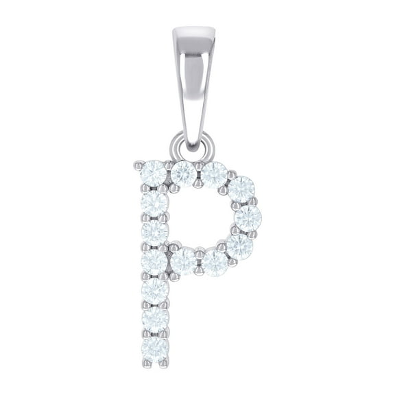 925 Sterling Silver Unisex Cubic Zirconia Letter Name Personalized Monogram Initial P Alphabet Charm Pendant Necklace 24