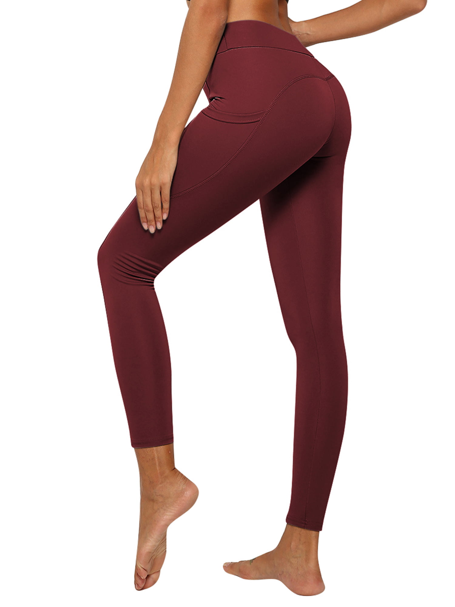 SHCKE Yoga Leggings High Waist for Women with Pockets Workout Pants Tummy  Control Non-See Through 4 Way Stretch - Walmart.com