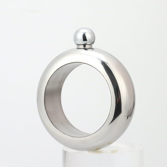 Grande Économie, HWRETIE Bracelet Rond en Acier Inoxydable - Flacon à Liqueur Caché Portable Conteneur Discret pour Extérieur