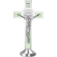 thumbnail image 1 of 2Pcs 3 Inch Alloy Enamel Saint Benedict Standing Crucifix Luminous Glow in The Dark Crucifix Wall Cross with Sticker on bottom to stick on Table Top,Car or Home Alter, 1 of 6