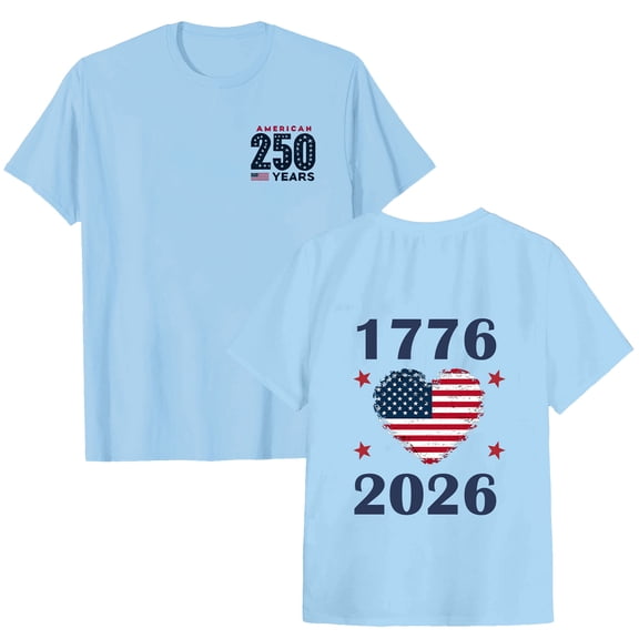 Fourth of July Tshirts for Women American Flag Print T Shirts 4th of July Patriotic Short Sleeve Crew Neck Tees Summer Tops Sky Blue,2XL