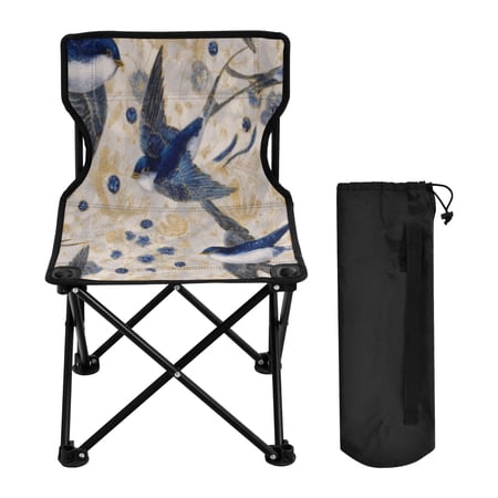 BZSMCE Camping Chairs Modern Folding chair In Indigo Swallows Pattern