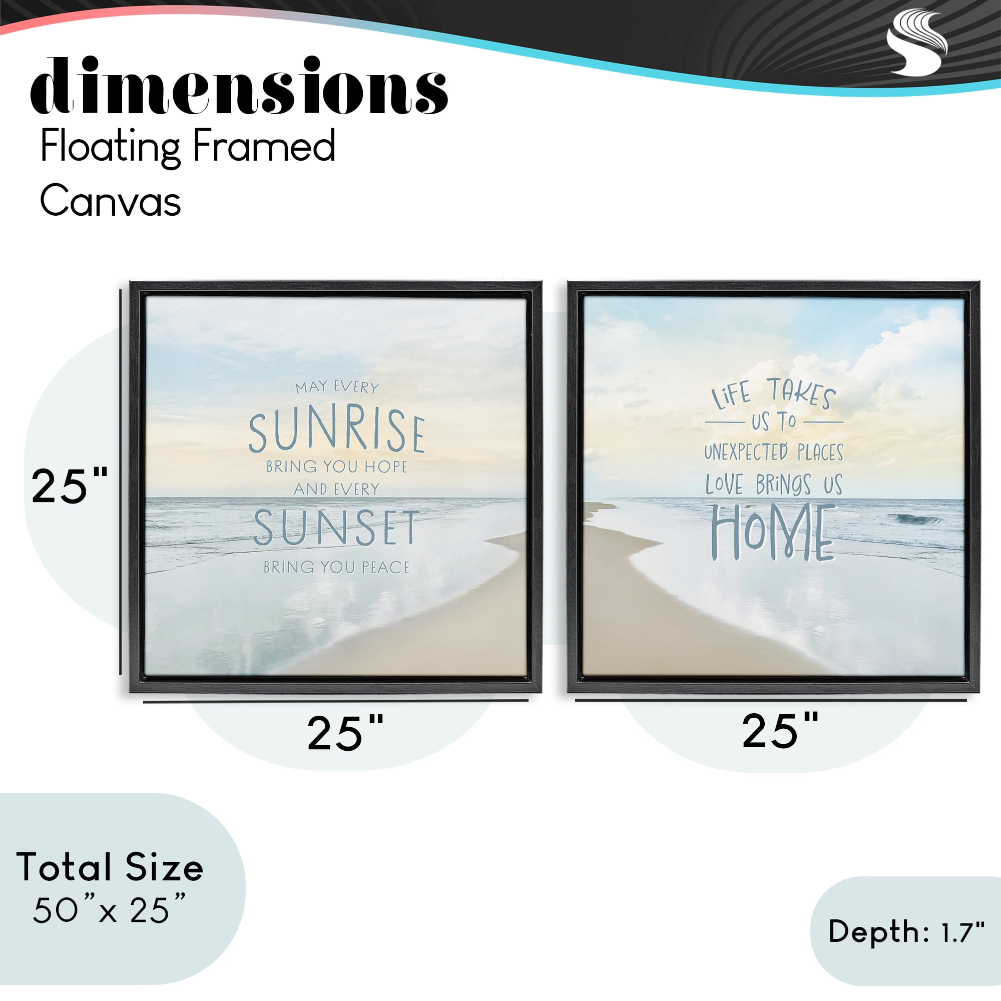 Stupell Industries Beautiful Beach Inspirations 2 Piece Black Framed Floater Canvas Set, design by Natalie Carpentieri
