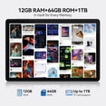 thumbnail image 5 of Android 16 Tablet 10.1 inch Tablet, Newest Octa-Core 12GB RAM 64 ROM with Keyboard, Dual Camera, 5G WiFi, Bluetooth, GPS, IPS Full HD Display, Gray, 5 of 8