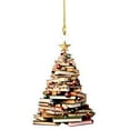 thumbnail image 6 of Xiwaer Christmas Tree Shape Bookshelf Pendant, Hanging Sleigh Pendants, Personalized Stack Of Book Tree And Sled Ornament, For Christmas Keepsake Gift 2D P, 6 of 9