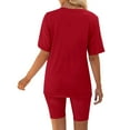 thumbnail image 4 of Riforla Womens Two Piece Outfits Short Sleeve Tops Short Pants Running Yoga Sport Sets 2 Piece Sets Women Outfit Red XXL, 4 of 7