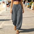 thumbnail image 2 of RongHuan Women's Drawstring Harem Pants Casual Travel Trousers Baggy Jogger Pant Front Pleats Athletic Pants, 2 of 7