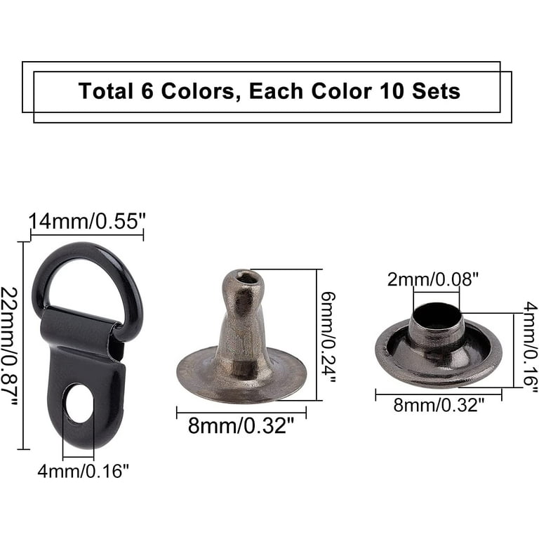 60 Sets Shoelace Hook Colors Metal Lace Hooks Mounting Clips