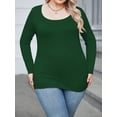 thumbnail image 2 of Weardear Plus Size Tops for Women Scoop Neck Long Sleeve Tight T Shirts Casual Basic Tunic Tops, 2 of 6