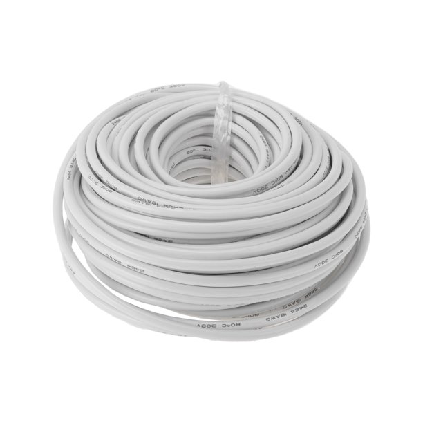 Cables eléctricos únicos para automóviles, cable de alimentación de 98 pies, blanco, TC, 1 pieza, 18AWG, 3 conductores, completamente aislado y con chaqueta de tacto suave, universal