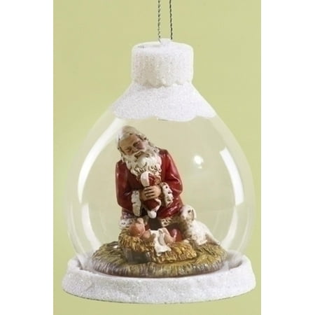 4 Kneeling Santa Led Lighted Globe Nativity Scene 4 Kneeling Santa Led Lighted Globe Nativity Scene Ornament