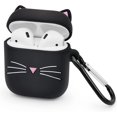 thumbnail image 1 of Lindo estuche para Airpods, estuche para Airpods 2, bigote negro, gato, gatito, divertido Kawaii, animales de dibujos animados en 3D, protección completa, a prueba de golpes, estuche de carga de silic Namotu CZDZ-YX232, 1 of 6