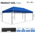 thumbnail image 4 of Yaheetech 10x20 ft Pop Up Canopy with Roller Bag for Party, Outdoor Events, Blue, 4 of 7