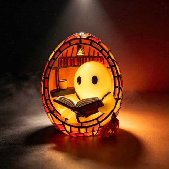 Halloween Ghost Reading Night Light: a charming, egg-shaped ghost lamp that emits a soft, warm glow, making it ideal as a table decoration for bedrooms, desks and living rooms