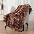 thumbnail image 3 of PAVILIA Faux Fur Throw Blanket Twin Tie-Dye Brown, Soft Warm Sherpa Blankets & Throws for Bed, Fluffy Plush Thick Fleece Throw Blanket for Couch Sofa, Reversible Furry Shaggy Blanket, Brown 60x80, 3 of 7