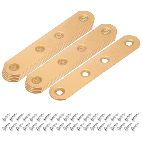 10-Pack Flat Straight Brackets, 3.74 x 0.71 Inch Flat Bracket Mending for Wood Furniture/ Timber PC Case Holder, Plate Furniture Brace [Gold]