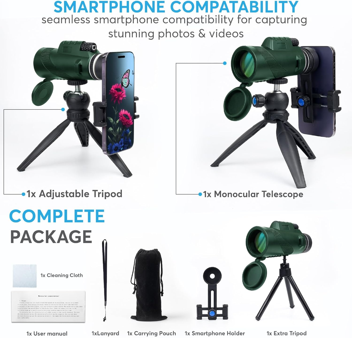LUXEURS -80x100 Monocular Telescope- Larger Vision with BAK4