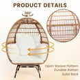 thumbnail image 7 of Skandiquip Oversized Rattan Adult Egg Chair, 360 Swivel, Outdoor Patio Chair with overstuffed Cushions, Indoor Large Wicker Egg Chair, Natural Rattan, Beige Cushion, 7 of 7