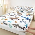 thumbnail image 4 of Feelyou Tropical Shark Coral Full Size Sheets for Boys Girls Kids, Underwater Ocean Animal Bed Sheets, White, 4-Piece, 4 of 5