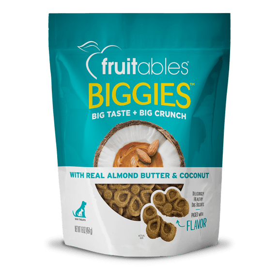 Fruitables Biggies Dog Biscuits | Almond Butter & Coconut | 16 Ounces