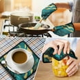 thumbnail image 4 of Teal Gold Marble Kitchen Oven Mitt and Pot Holder Sets 2 Pcs for Baking, Cooking and Grilling, Heat Resistant Up To 392 °F, 4 of 7