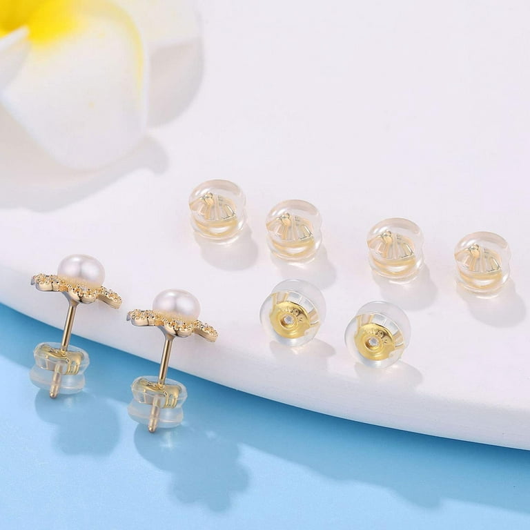 EARRING BACKS FOR Studs Locking Secure Silver Silicone For women