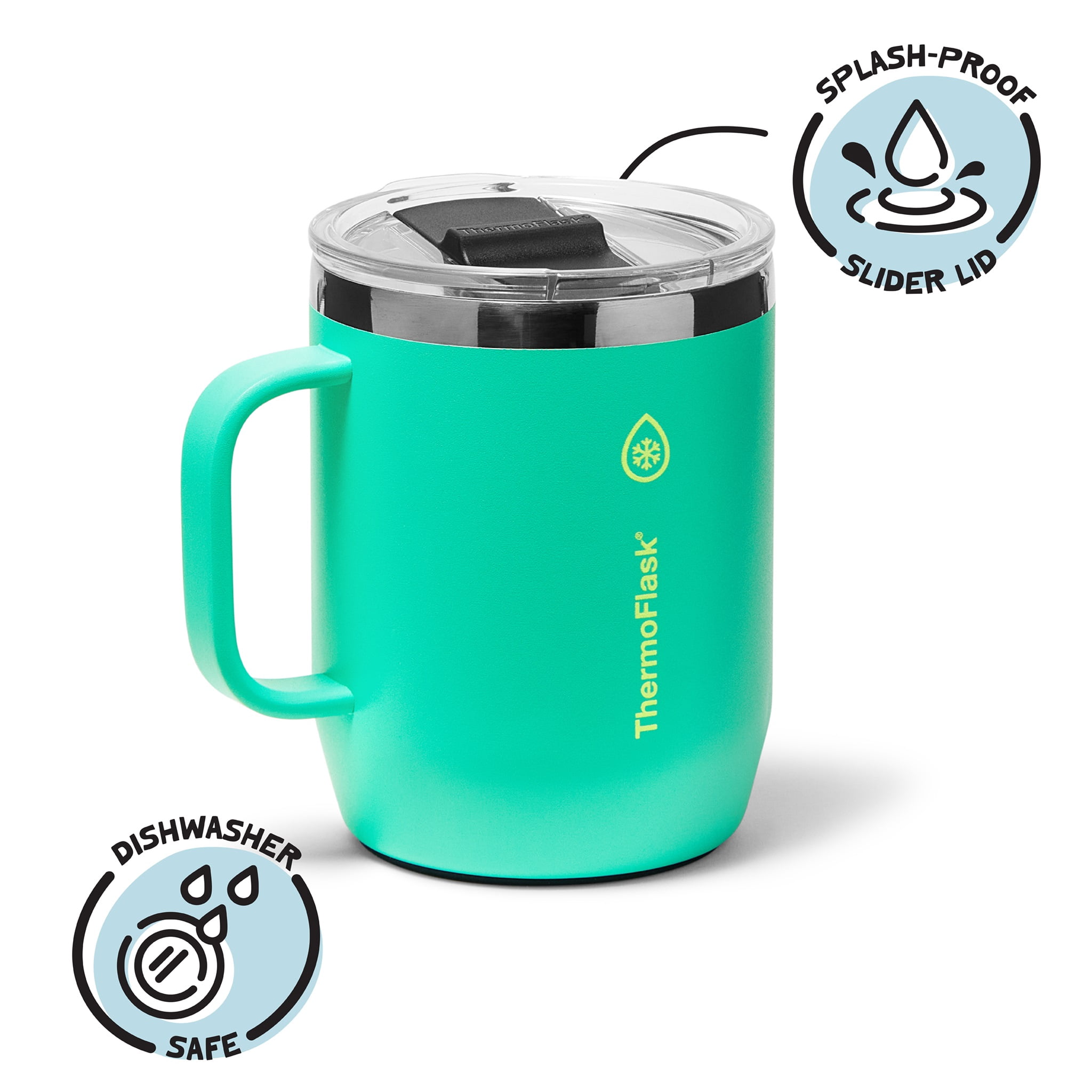 ThermoFlask Drinkware 12 oz Coffee Mug - Double-Wall Insulated for