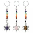 thumbnail image 6 of K-KED 10pcs Natural Stones Keychains 7 Chakra Turtle Pendant Bead Tortoise Keyring -Unakite, 6 of 9